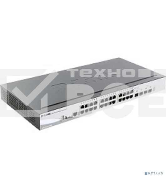 Управляемый стекируемый коммутатор D-Link DGS-1510-28XMP/A1A SmartPro с 24 портами 10/100/1000Base-T с поддержкой РоЕ и 4 портами 10G Base-X SFP+