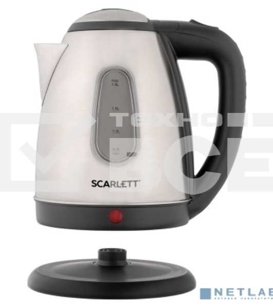 Чайник электрический Scarlett SC-EK21S88 1.8л. 2200Вт черный/серебристый (корпус: нержавеющая сталь)