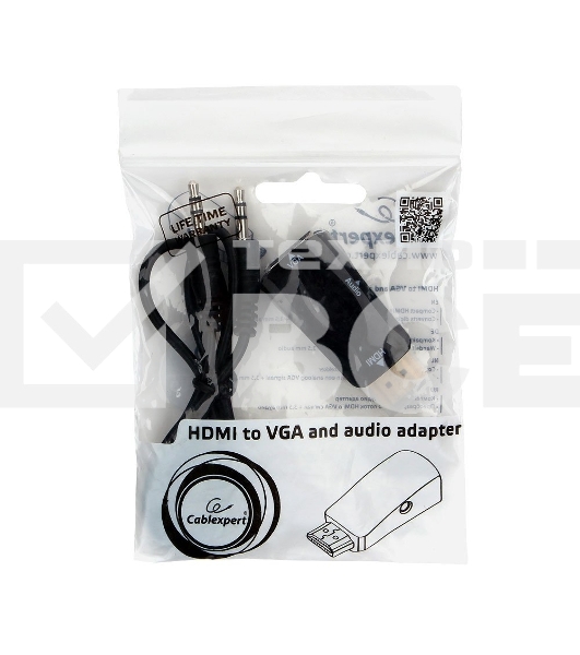 Переходник HDMI-VGA Cablexpert A-HDMI-VGA-02, 19M/15F, Jack3.5 аудиовыход