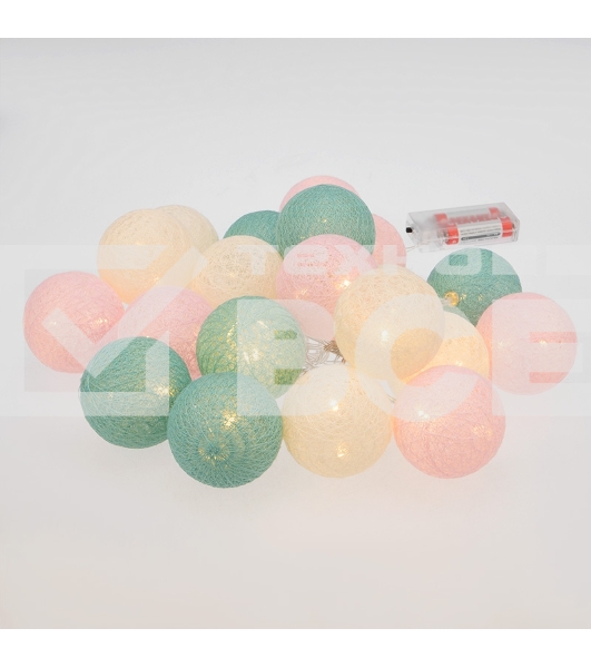 Тайские фонарики Neon-night 'Перламутр' 3.5 м, 20 LED, прозрачный ПВХ, цвет свечения теплый белый, 2 х АА (батарейки не в комплекте)