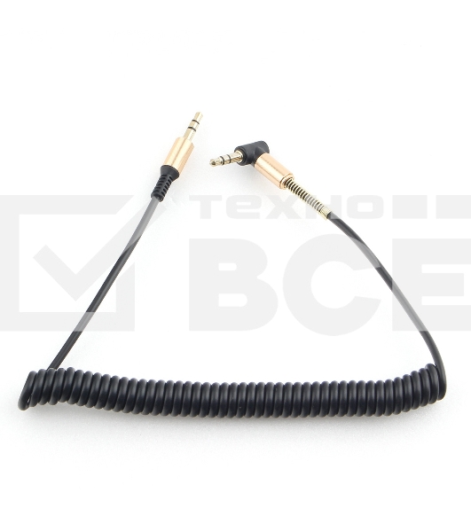 Кабель Cablexpert  аудио 90˚ спиральный CCAB-02-35MMLC-1.8MB. 3.5 Jack (M)/3.5 Jack (M), черный, 1.8м, блистер