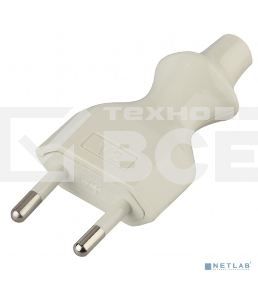 Вилка б/з 10A прямой ввод белая ЭРА (10/200/8400)