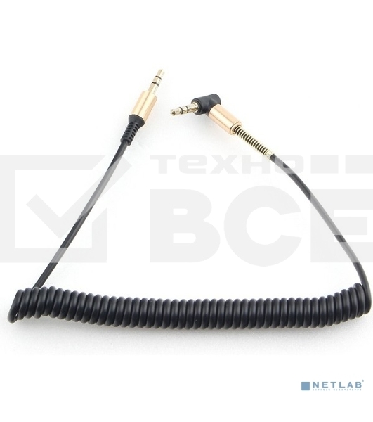 Кабель Cablexpert  аудио 90˚ спиральный CCAB-02-35MMLC-1.8MB. 3.5 Jack (M)/3.5 Jack (M), черный, 1.8м, блистер