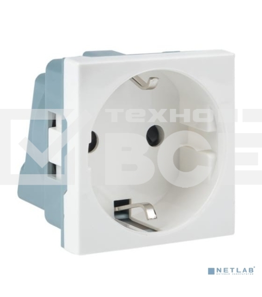 Розетка EKF E2MR16-028-10 45х45 (2 модуля), с заземлением белая, прямая