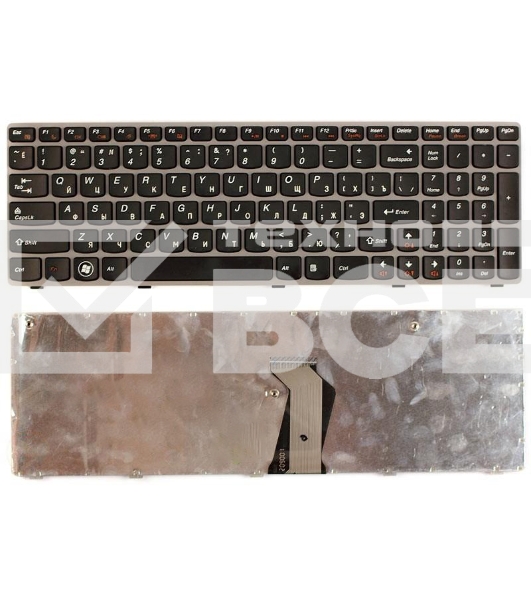 Клавиатура для ноутбука Lenovo IdeaPad Z560 Z565 G570 G770 черная с серой рамкой