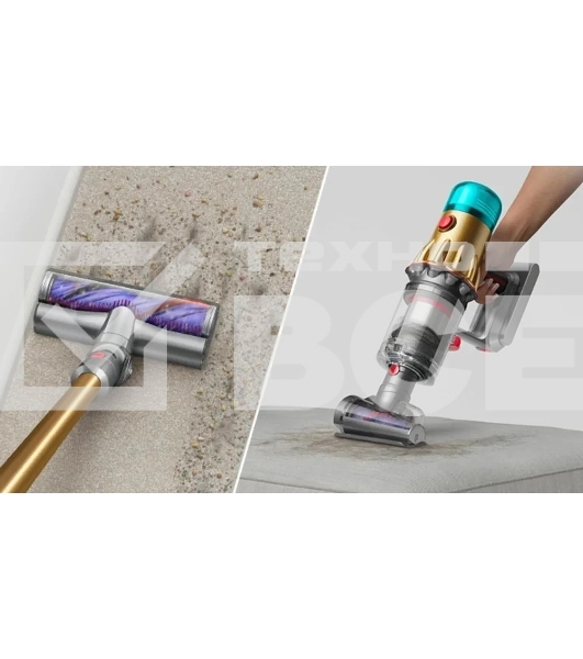 Пылесос вертикальный Dyson SV46 V12 Detect Slim Absolute золотистый/серебристый, питание от аккумулятора, 150 Вт, уборка сухая, пылесборник 0.35 л, работа от АКБ max 60 мин