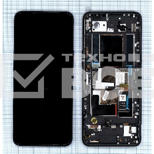Дисплей для Asus ROG Phone 5s Pro ZS676KS черный с рамкой 90AI0092-R20020