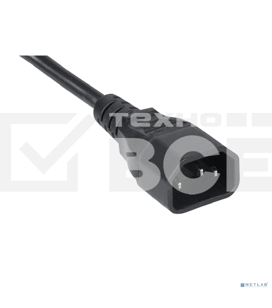 Шнур для блока питания Cabeus, IEC 320 C13, вилка IEC 60320 С14, 1.8 м, 10А, количество проводов и сечении 3x0,75 мм2, цвет: черный