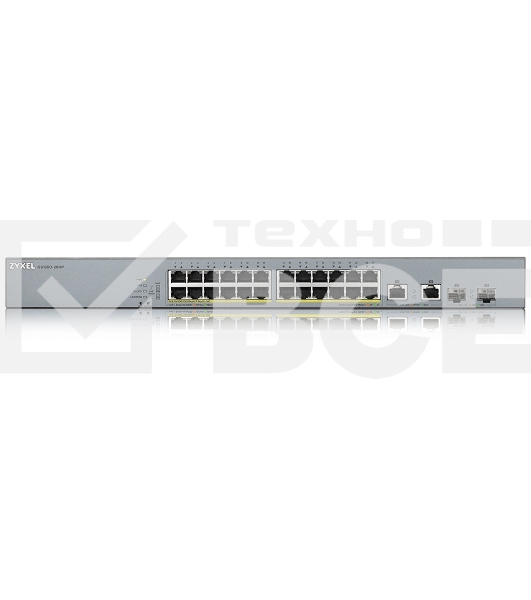 Коммутатор Zyxel GS1350-26HP, 24xGE PoE+, 2xCombo (SFP/RJ-45), бюджет PoE 375 Вт, дальность передачи питания до 250 м, автоперезагрузка PoE-портов, повышенная защита от перенапряжений и электростатических разряд