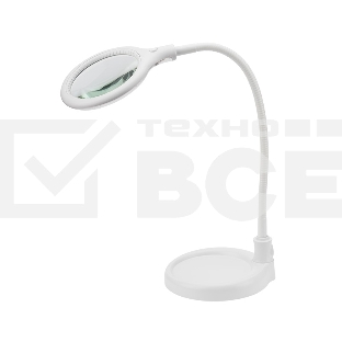 Лупа настольная 3D Rexant с подсветкой 30 LED, подставка+прищепка, белая