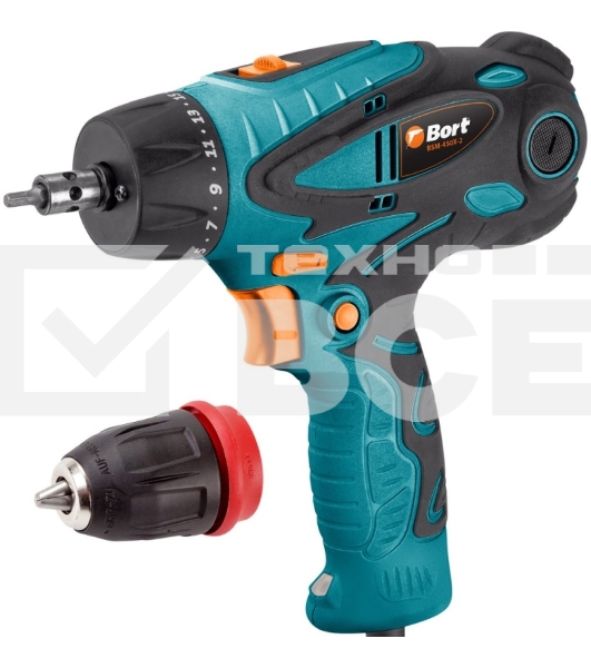 Дрель-шуруповерт Bort BSM-450X2, 450 Вт, 35 Нм, щеточный