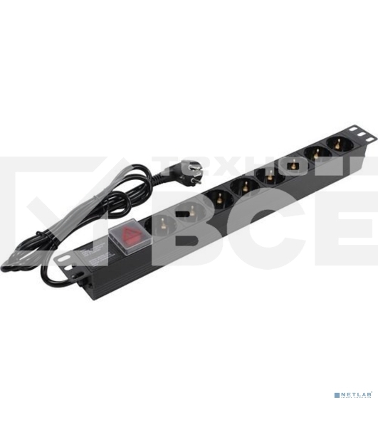 Блок розеток горизонтальный ExeGate ServerPro PDU-19H802 Al-8S-EU1.8-SW, 19