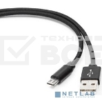 Кабель Gembird USB 2.0 Cablexpert CC-mUSB2bk1m, AM/microBM 5P, 1м, нейлоновая оплетка, алюминиевые разъемы, черный, пакет, фото2