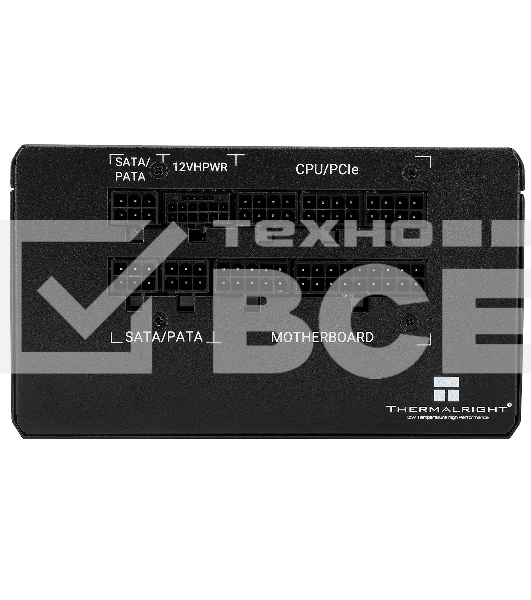 Блок питания Thermalright, 850W 80+ Bronze (ATX, 3.0, PCIe 5.0, Full modular, 1x24(20+4)pin, 2xCPU 8(4+4)pin, 4xPCIe*2 8(6+2)pin, 3xSATA3, 1x12+4pin (12VHPWR PCIe 5.0 12+4pin 600mm), 3xMOLEX4pin, Active, 120x120mm, 150x140x86mm, APFC, black)