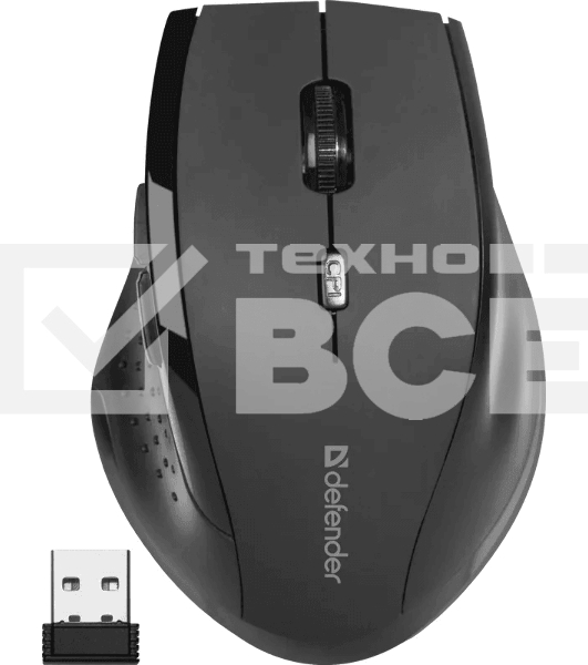 Мышь беспроводная Defender Accura MM-365 черный, 1600 dpi, радиоканал, USB, кнопки - 6