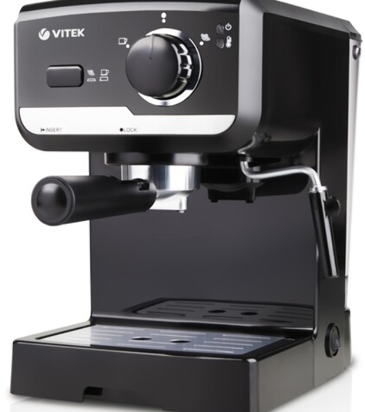Кофеварка рожковая Vitek VT-1502 черный, исп. кофе - молотый, 1.5 л, 1050 Вт, 15 Бар.