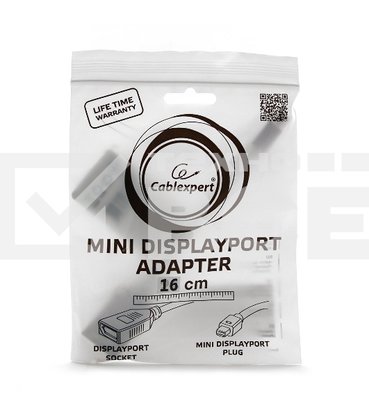 Переходник Gembird Переходник miniDisplayPort - DisplayPort,  20M/20F, длина 16см, белый (A-mDPM-DPF-001-W)