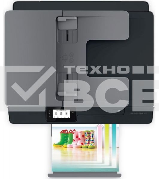 МФУ струйный HP Smart Tank 615 AiO (Y0F71A), A4, цветной, печ. до 22 стр/мин. (ч/б) до 16 стр/мин. (цвет), скан. до 5 стр/мин. (ч/б) 3 стр/мин. (цвет), 1200 x 1200 dpi (ч/б печать, скан.) 1200 x 4800 dpi (печать цвет), USB, Wi-Fi, BlueTooth, Air Print, Mo