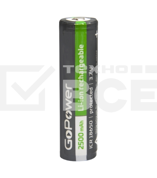 Аккумулятор Li-ion GoPower 18650 BL1 3.7V 2500mAh с защитой выс.конт. (1/6/120)