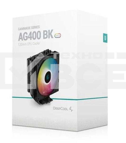 Кулер для процессора DEEPCOOL AG400 BK ARGB черный, 120 мм, алюминий/медь, 2000 об/мин, 31.6 дБ, 4 pin, 220 Вт, 150 мм