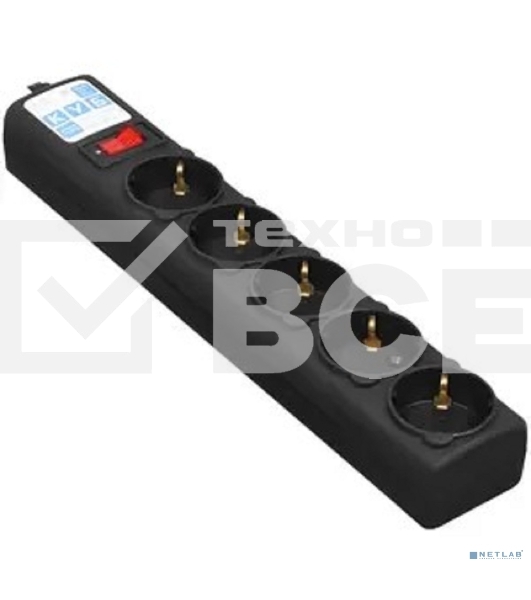 Сетевой фильтр Powercube SPG5-С3 3м (5 розеток) черный (коробка)