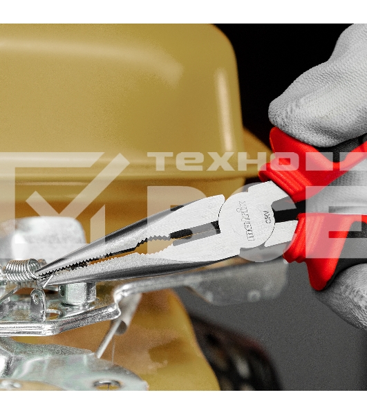 Длинногубцы прямые, 160 мм, хром-ванадий, двухкомпонентные рукоятки Matrix