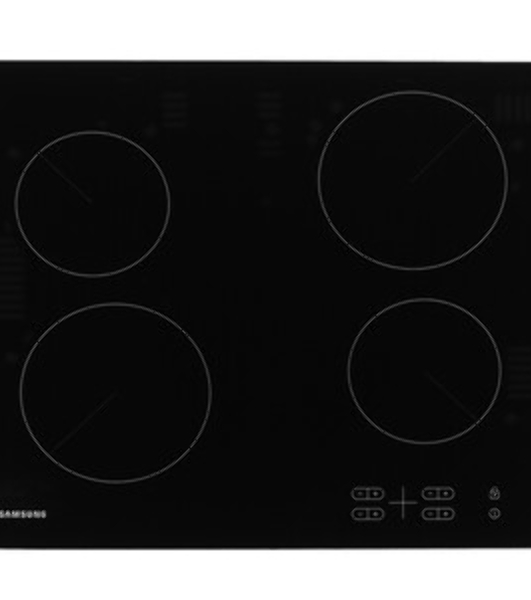 Встраиваемая электрическая панель Samsung NZ64T3506AK/WT 575x505x55 мм, стеклокерамика, 4 конфорки, скошенная рамка,сенсорное управление, светодиодный LED-дисплей, защита от детей, черный