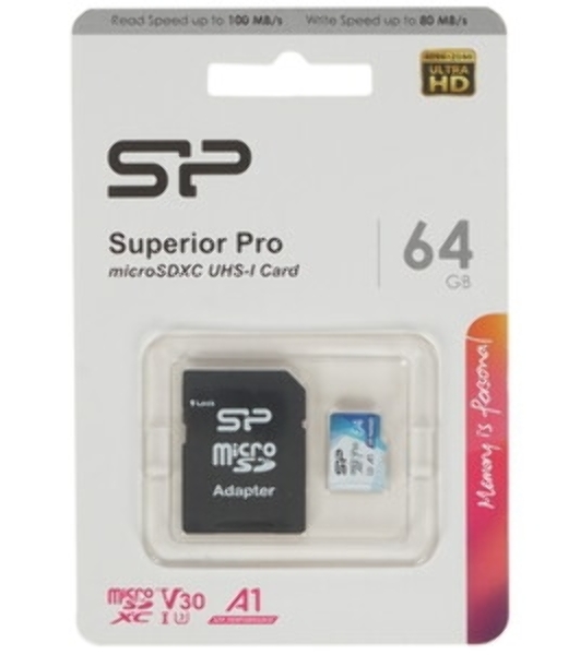 Флеш карта microSD 64Gb Silicon Power Superior A1 microSDXC Class 10 UHS-I U3 100/80 Mb/s