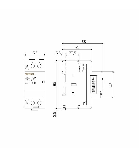 Контактор модульный Werkel 63 A 2NO (2 мод.) W942M63O
