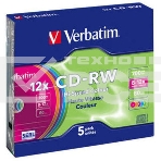 Диск CD-RW Verbatim 700Mb 12x Slim case (5шт) Color (43167), фото2