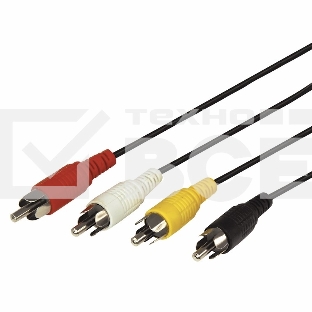 Шнур 4 RCA - 4 RCA, длина 1 метр, черный Rexant