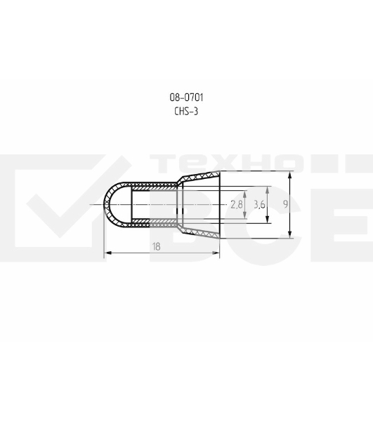 Концевая изолированная заглушка КИЗ-1, ø 2,8 мм (1,0-2,5 мм²) Rexant