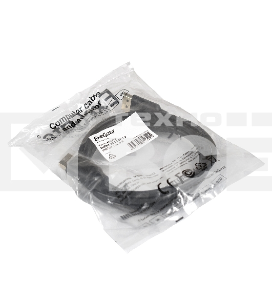 Кабель Exegate EX284913RUS  DisplayPort (20M-20M) 3.0м ExeGate <EX-CC-DP-3.0> v1.2, позол. контакты