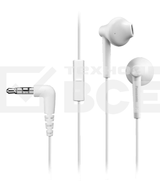 Наушники Panasonic RP-TCM55GC-W внутриканальные 10-24000Гц 1.2м 3.5мм 109дБ микрофон белые