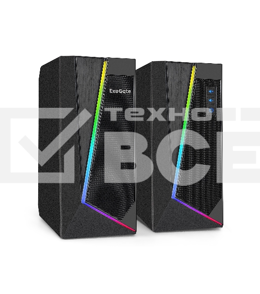 Акустическая система 2.0 ExeGate EX289688RUS Accord 240 (питание USB, 2х3Вт (6Вт RMS), 60-20000Гц, цвет черный, RGB подсветка)