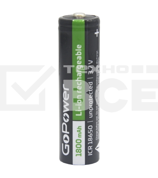 Аккумулятор GoPower Li-ion 18650 PC1 3.6V 1800mAh без защиты выс.конт.