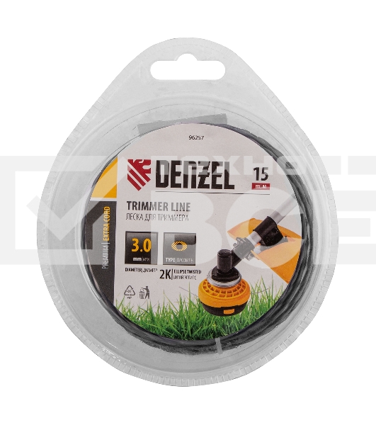 Леска для триммера двухкомпонентная эллипс, 3,0мм х 15м, блистер EXTRA CORD Denzel