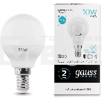 Лампа светодиодная Gauss Elementary 10Вт цок.:E14 шар 220B 4100K св.свеч.бел.нейт. (упак.:10шт) (53120), фото3