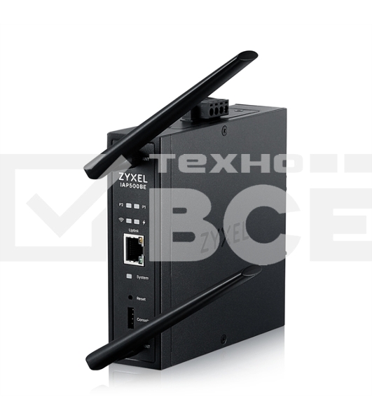 Точка доступа промышленная ZYXEL Wi-Fi 7 Industrial Access Point Zyxel NebulaFlex Pro IAP500BE, 802.11be (BE5100), MU-MIMO 2x2+2x2, external antennas (included), 1xLAN 2.5GE, PoE or dual power DC-input, DIN rail/wall mount