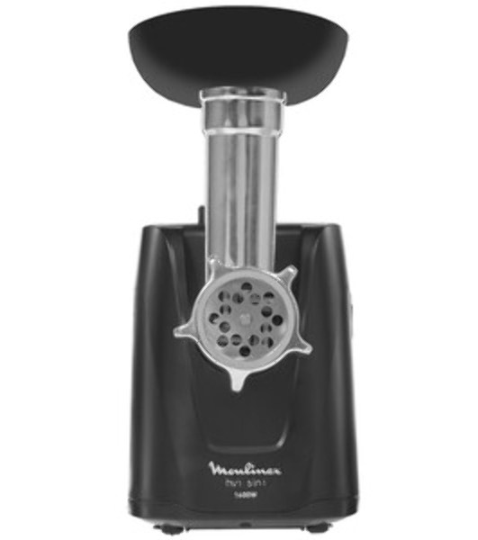 Мясорубка электрическая Moulinex ME112832 черный/серебристый, 1600 Вт, 1.9 кг/мин, реверс, защита от перегрузки, насадки - 5