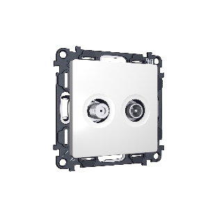 Комплект механизма розетки TV оконечной + SAT 5-862MHz 3.5dB/950-2150MHz 3.5dB ALFA Белый матовый QUANT (AP1333, VM217) MA133310