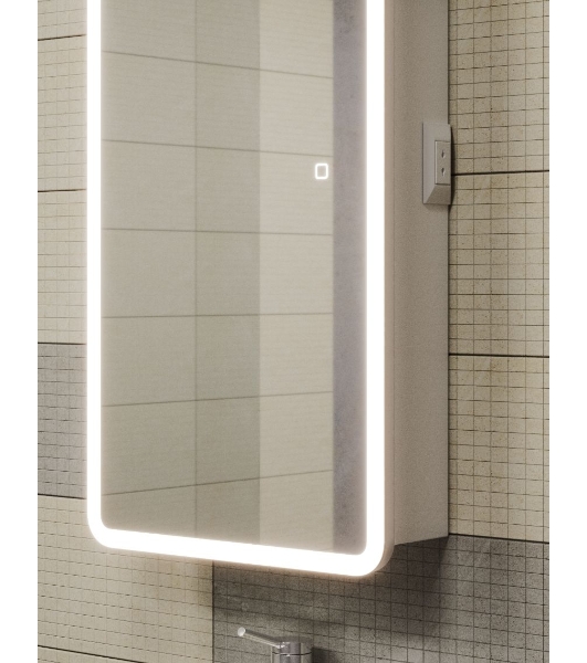 Зеркальный шкаф Bau Stil 40х80, LED подсветка, сенсор, плавное закрывание, оборачиваемый
