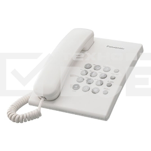 Телефон проводной Panasonic KX-TS2350RUW белый {повтор номера, регул-ка громкости, кр.на стену}