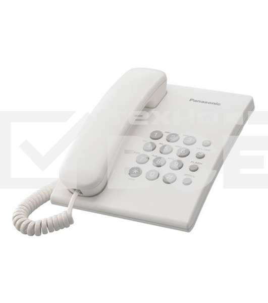 Телефон проводной Panasonic KX-TS2350RUW белый {повтор номера, регул-ка громкости, кр.на стену}