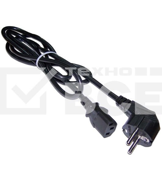 Шнур питания C13-Schuko, 3х0.75, 220В, 10А, черный, 0.5 метра