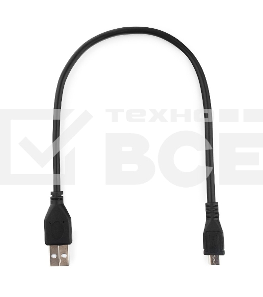 Кабель USB 2.0 Pro Gembird/Cablexpert AM/microBM 5P, 0.3м, экран, черный, пакет  CCP-mUSB2-AMBM-0.3M 