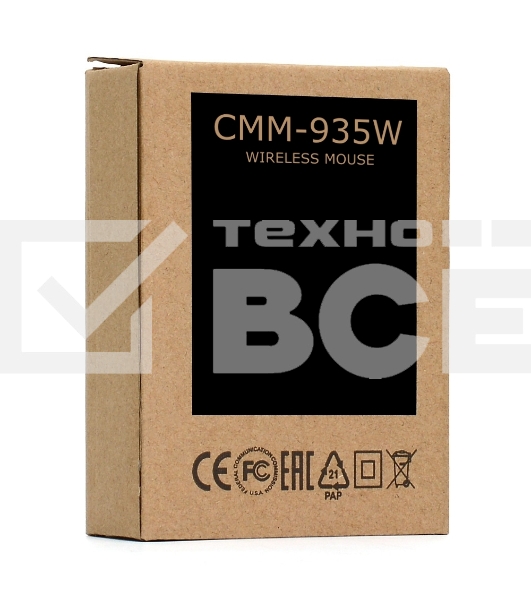 Мышь беспроводная Crown CMM-935W черный, 1600 dpi, радиоканал, USB, кнопки - 6