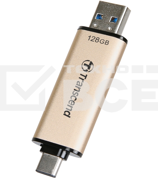 Флеш диск Transcend USB 128GB, JETFLASH USB3.2, TLC, High Speed, Type-C и Type A (420/400 МБ/с)