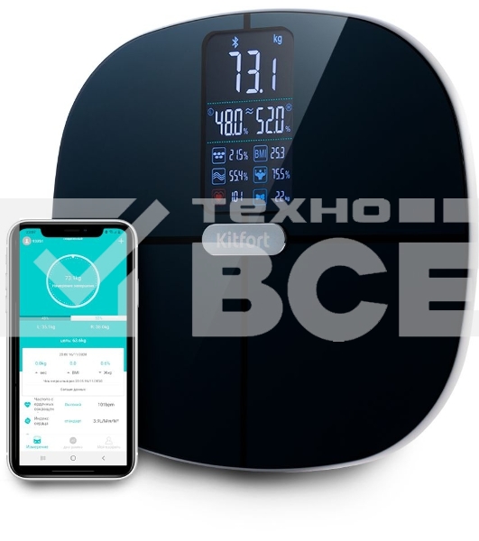 Весы напольные электронные Kitfort KT-809 макс.180кг черный