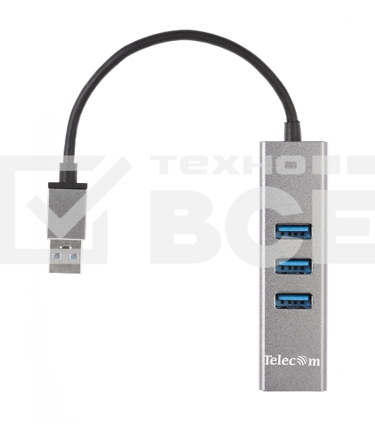 Переходник Telecom USB 3.0 - RJ-45 1000Mbps +3 USB3.0, Aluminum Shell, 0.2м TA311U